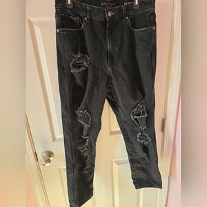 Arizona Jean Co Ripped Faded Black High Rise Mom Jeans 17